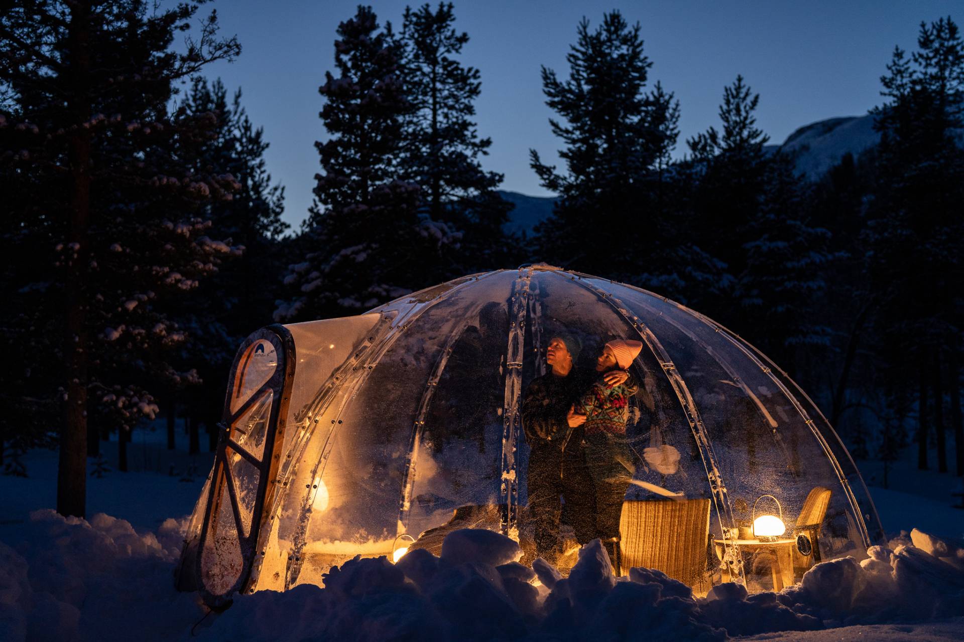 watch Northern Lights from a glass igloo, Aurora dome