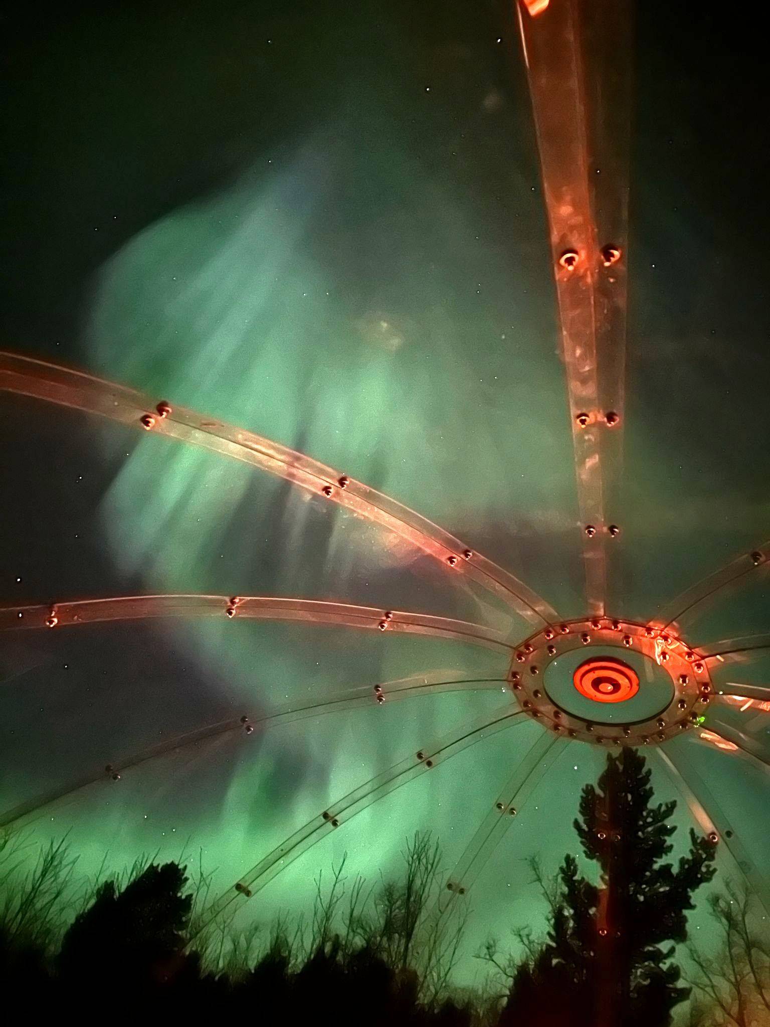 nothern lights visible from the aurora dome